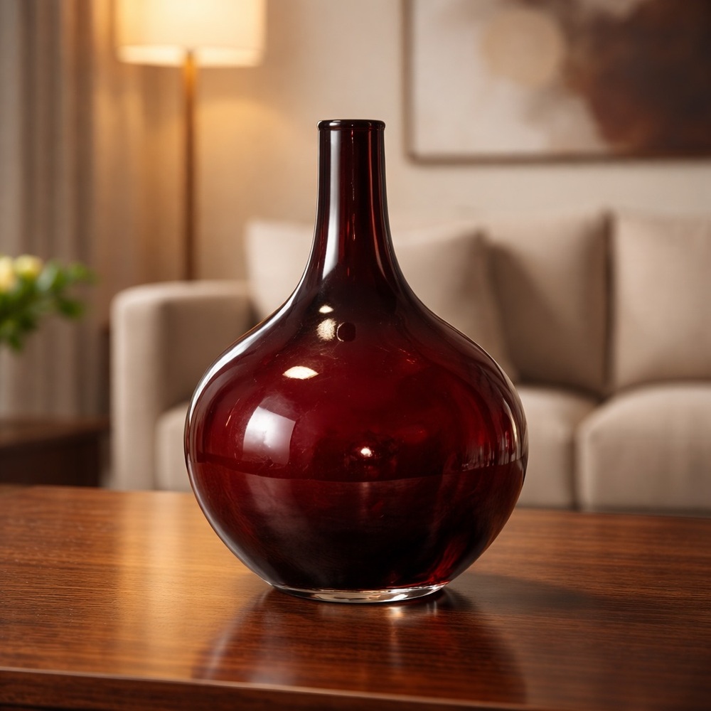 IKEA Salong ruby red glass vase, designed by Johanna Jelinek
